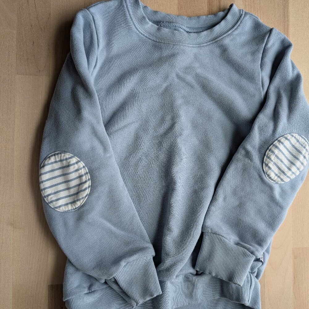 Little Sleepies Blue Sweatshirt with Striped Elbow Patches